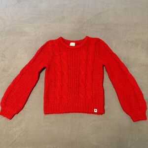 Abercrombie Kids Girls Bright Red Cable Knit Cotton Blend Cozy Sweater Size 7/8